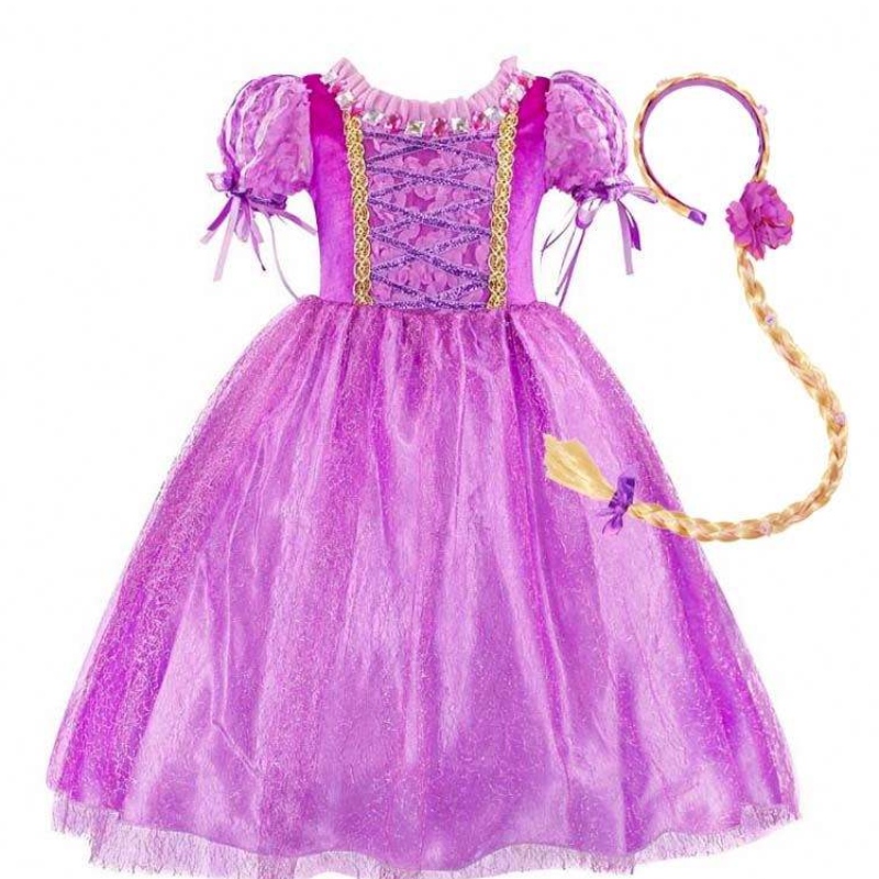 Gadgets 2022 Little Girls Purple Color Rapunzel Princess Dress with Accessories HCRS-006