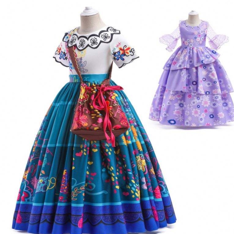 Fabriksdirektleverans Ny Carnival Kids Party Cosplay Costume Isabella Purple Encanto Dress for Kids HCIS-001