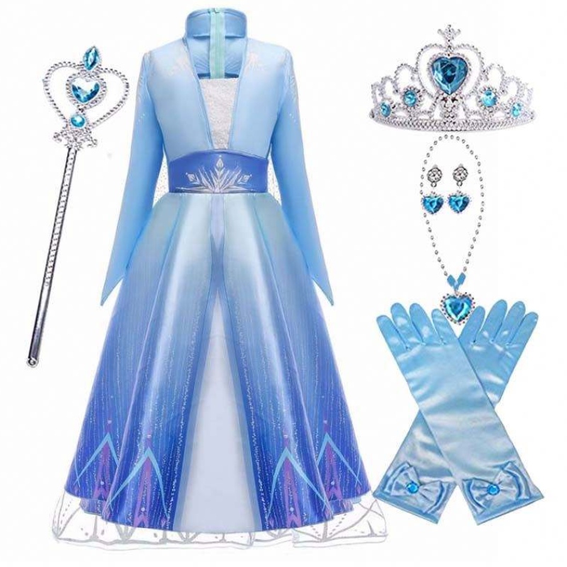 Kids Girls Halloween Party Cosplay 110-150cm Princess Dress Up Elsa Dress Princess HCGD-011