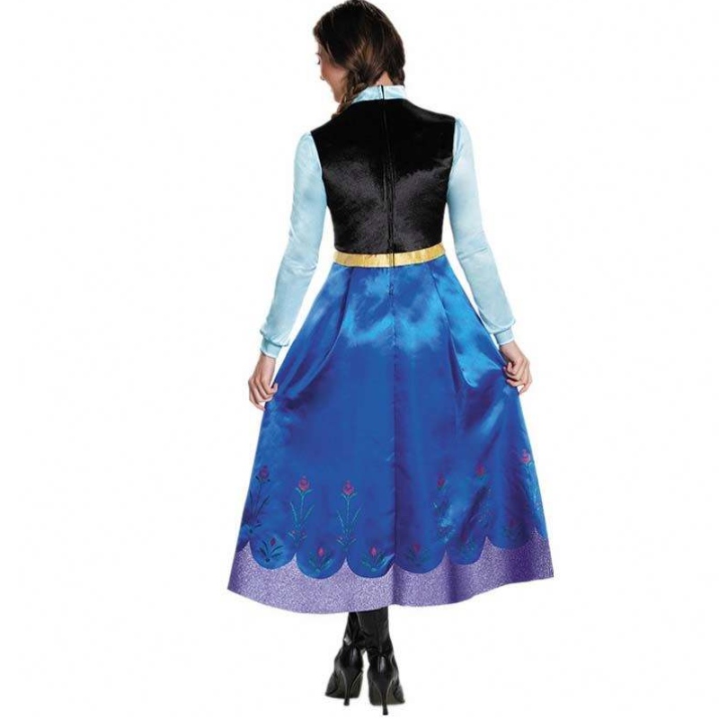 Bästsäljare 2022 Vuxen Elsa Anna Cosplay Woman Halloween Costume Princess Dress Adult Anna Costume With Cloak HCGD-053