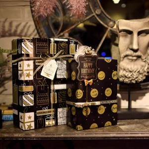 Inpackning av papper Tryckt vävnadspapper för Borthday Custom Logo Tryckt 60g/70g/80g/90g/100g Inslagspapper Presentpaket Multicolor Presentpapper Black Wrappning Paper