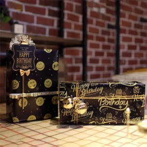 Inpackning av papper Tryckt vävnadspapper för Borthday Custom Logo Tryckt 60g/70g/80g/90g/100g Inslagspapper Presentpaket Multicolor Presentpapper Black Wrappning Paper