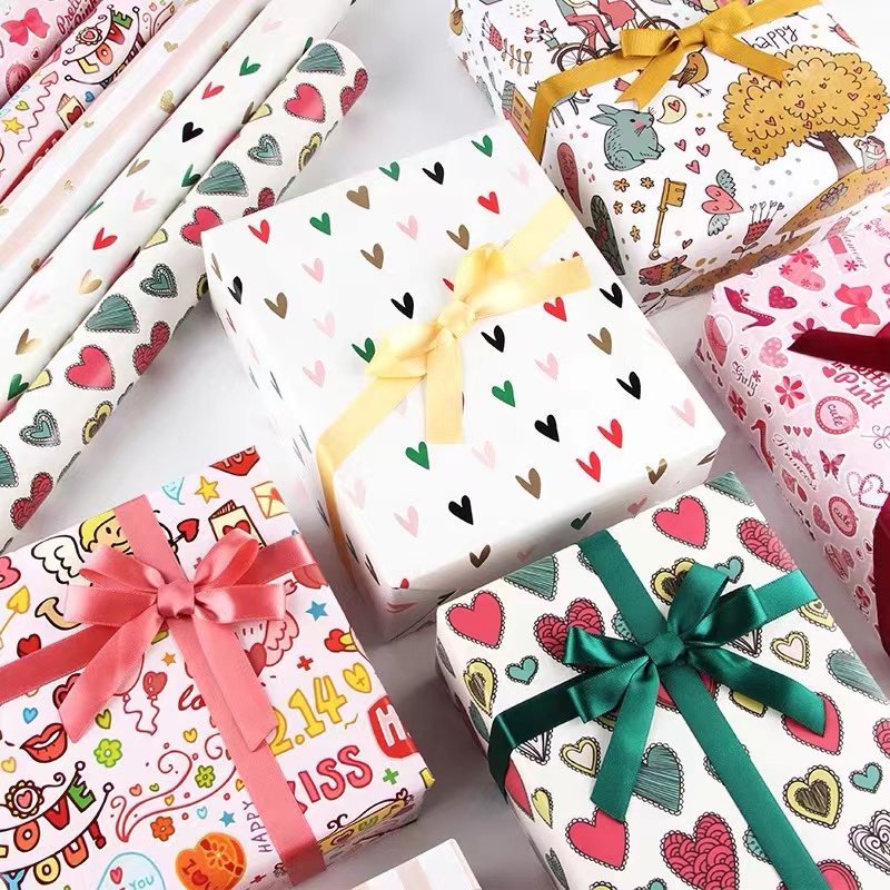 Inpackning av papper Tryckt vävnadspapper för födelsedag Custom LOGO Tryckt 60G/70G/80G/90G/100G Inslagspapper Presentpaket Multicolor Present Present Inslagspapper