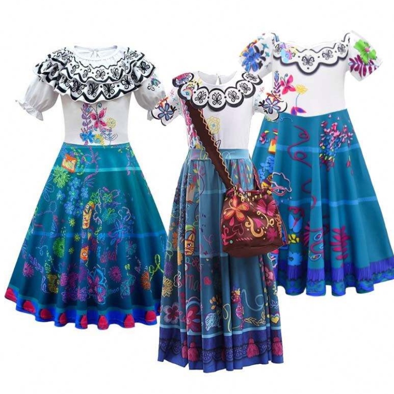 Girls Princess Dress Up Halloween Fancy Party Dresses 2-12 år Encanto Costume Set HCIS-001