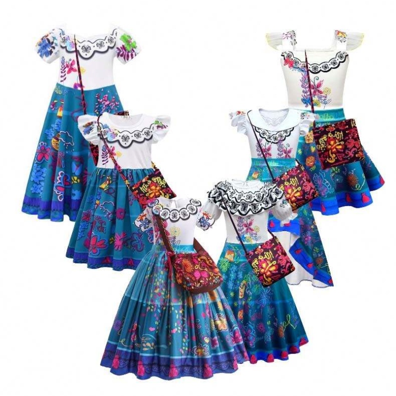 Girls Princess Dress Up Halloween Fancy Party Dresses 2-12 år Encanto Costume Set HCIS-001
