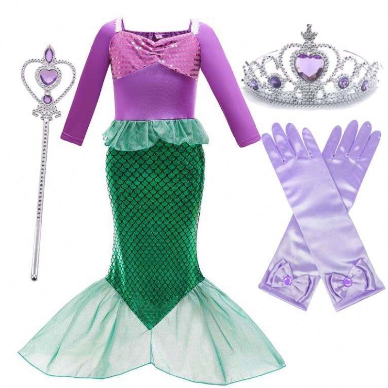 Halloween Birthday Party Christmas Costumes With Accessories Little Girls Mermaid Carnival Costume Supplies HCMM-005