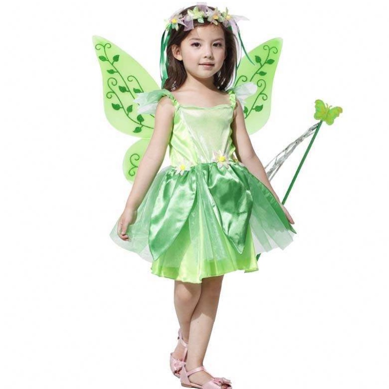 Girls Halloween Party Fairy Dress Up Kids Green Fairy Dress Costume HCTB-008