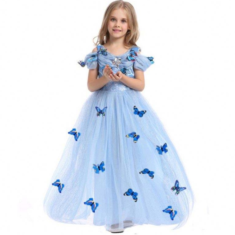 Partihandel Aurora Princess Dress Sleeping Beauty Costume Girls Dress With Futterfly For Kids Short Hidees Lace Dress