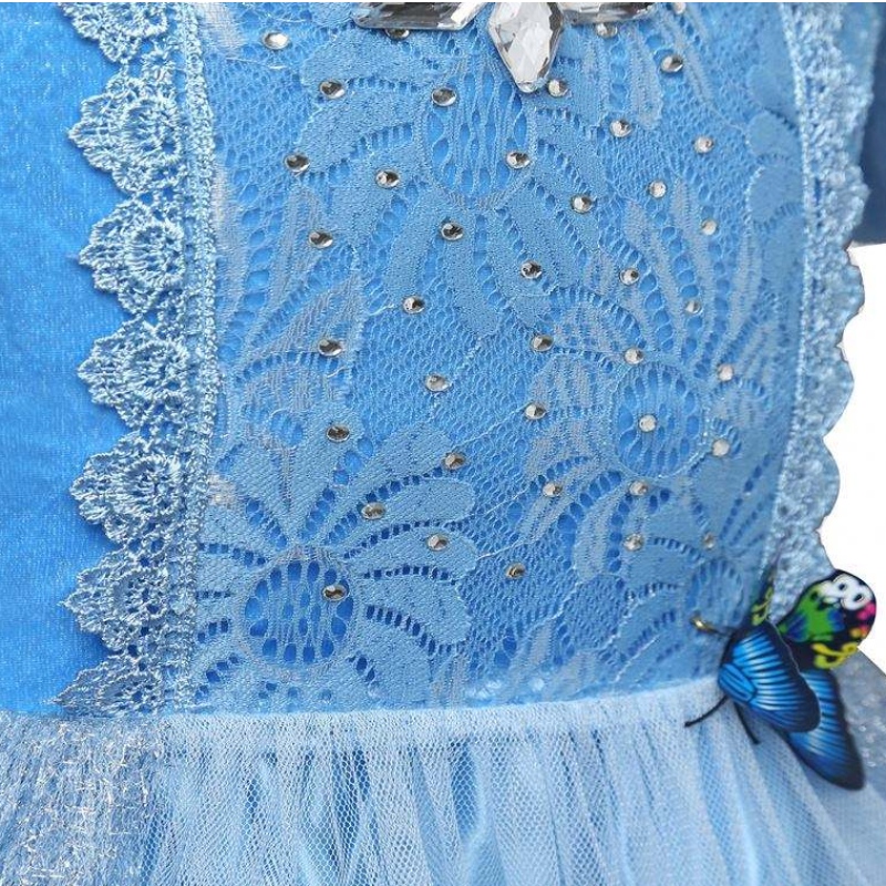 Partihandel Aurora Princess Dress Sleeping Beauty Costume Girls Dress With Futterfly For Kids Short Hidees Lace Dress