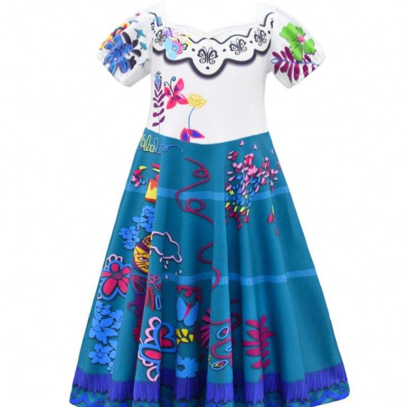 Anime isabella encanto lila klänning flickor prinsessa barn fancy klänning karneval cosplay encanto kostym barn kläder