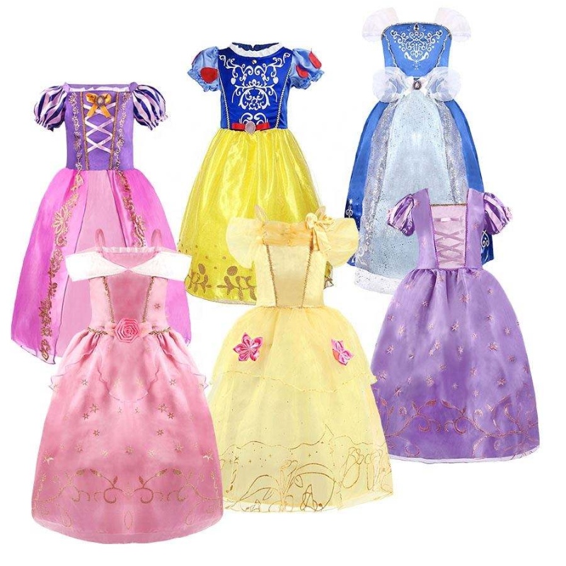 Halloween cosplay kostym barn belle aurora sofia sommar fancy födelsedagskläder baby flicka fancy rapunzel prinsessan klänning