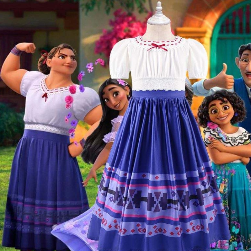 Baige Encanto Movie Mirabel Isabella Pepa Princess Costume for Girls Performance Dress MFMW011