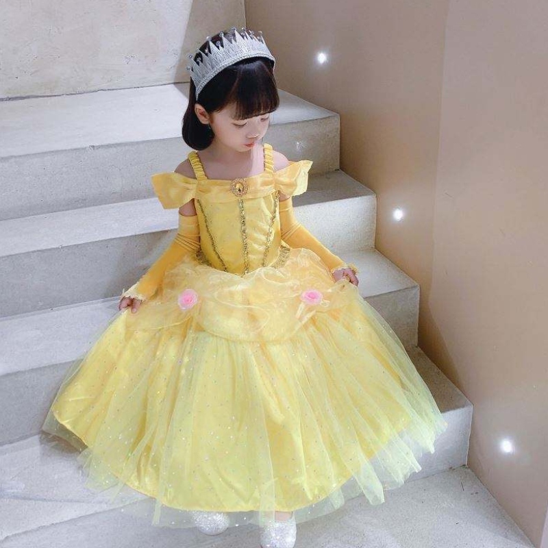 Beauty and the Beast Belle Princess Dress Kids Girl Party Cosplay Costume