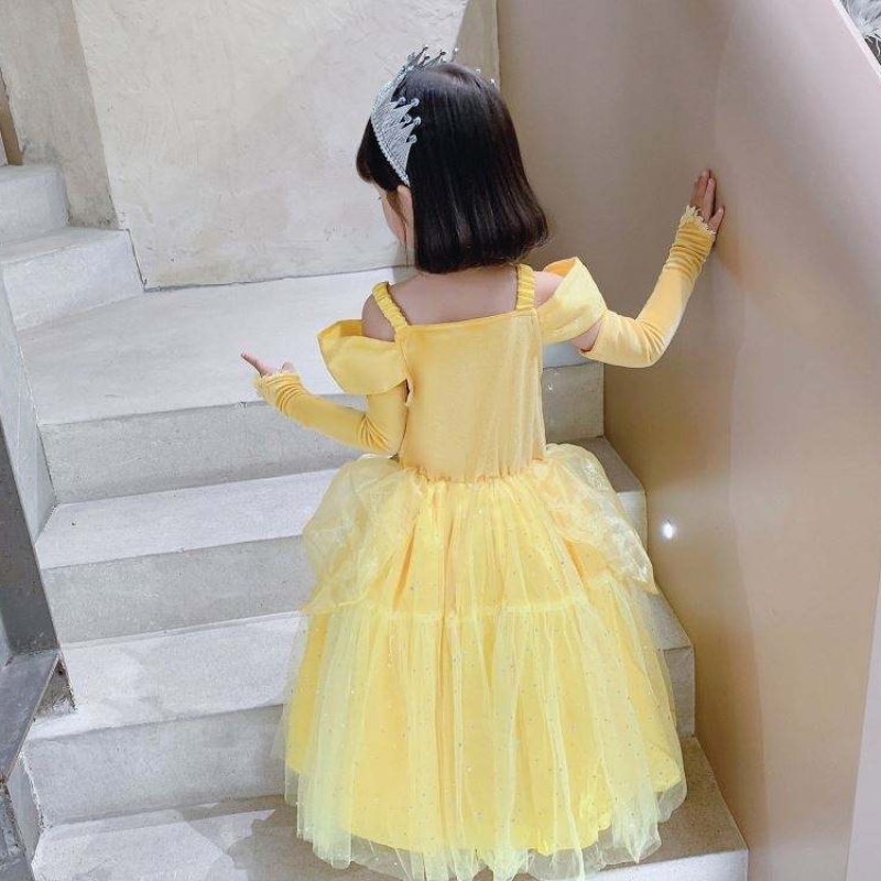 Beauty and the Beast Belle Princess Dress Kids Girl Party Cosplay Costume