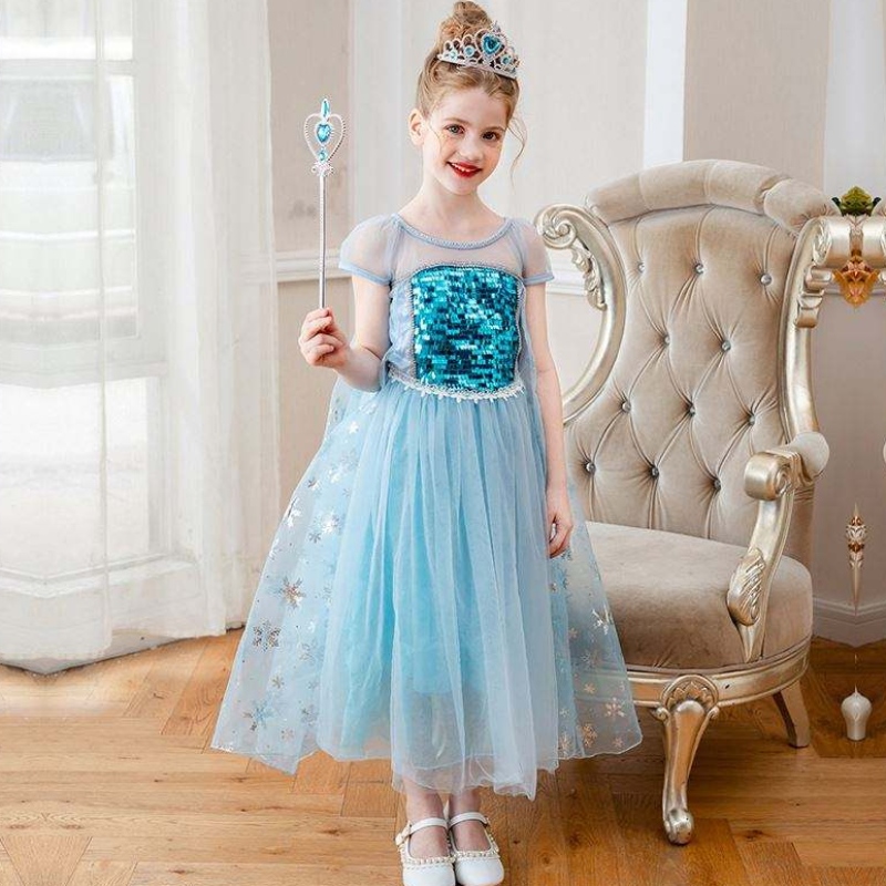 Baige Ny ankomst ärmlös Elsa Anna Fashion Kids Costume Cosplay Girls Costume Party Dresses