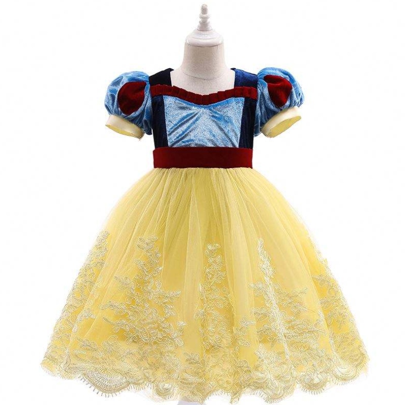 Baige New Style Snow White Sofiya Princess Dress Kort ärmar Halloween Party Dress for Girls