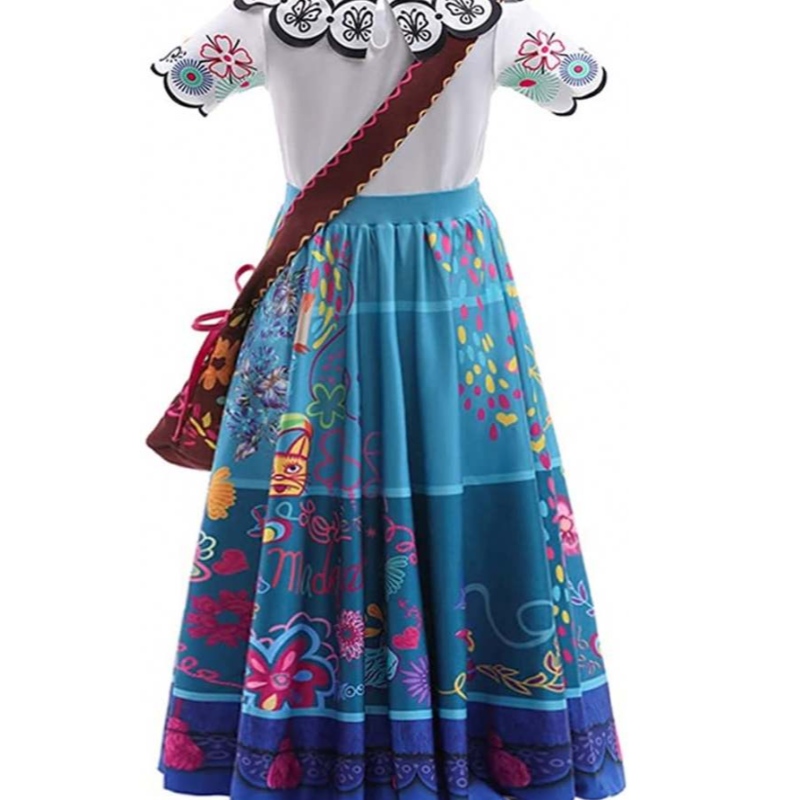 NCANTO MIRABEL Costume Dress for Girls Cosplay Isabela Madrigal Princess Halloween Dress Up With Glasses