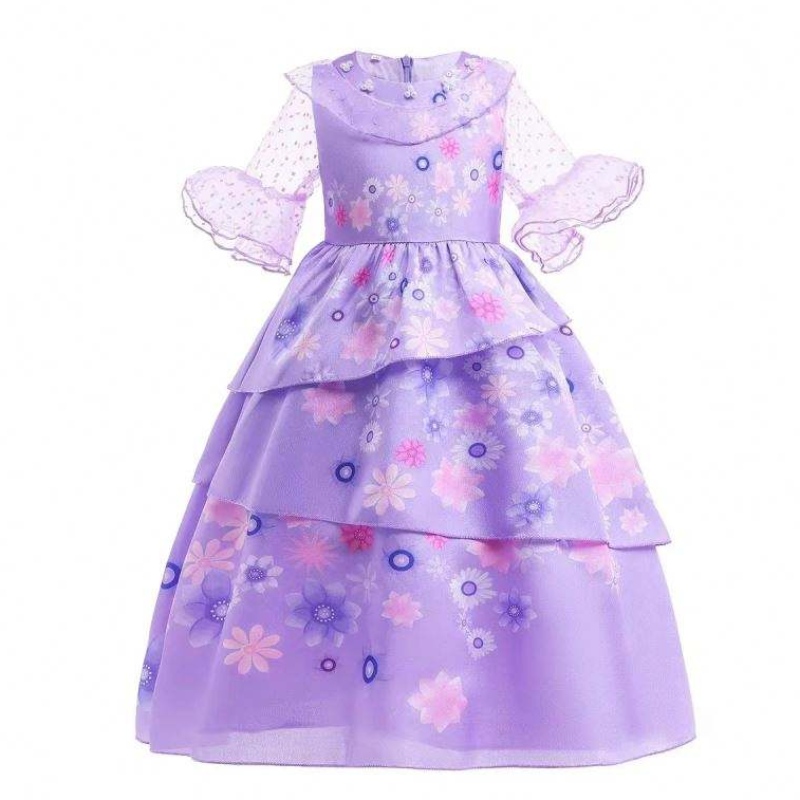 Anime encanto cosplay isabella lila klänning flickor prinsess dräkt barn fancy klänning
