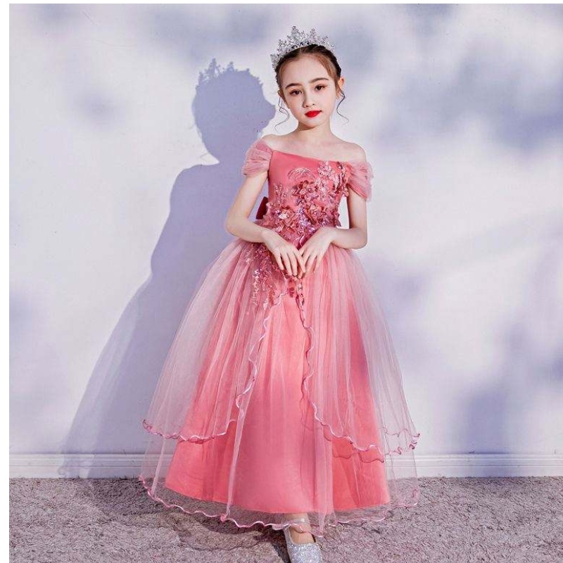 Högkvalitativ Baby Frock Designs Boutique Girl \\ 's vuxen klänning Western Style for Kids Evening Party Girl Dress LP-213