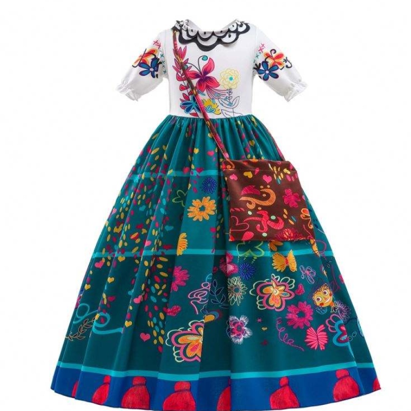 Nya Fashion Kids Encanto Movie Costume Halloween Mirabel Cosplay Long Dress Barbie Fashionistas kläder