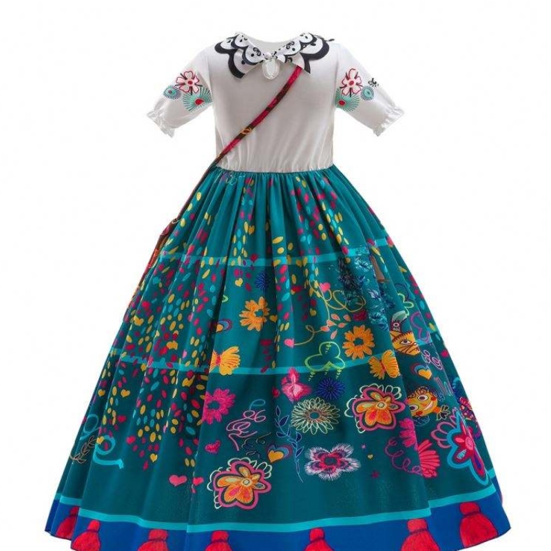 Nya Fashion Kids Encanto Movie Costume Halloween Mirabel Cosplay Long Dress Barbie Fashionistas kläder