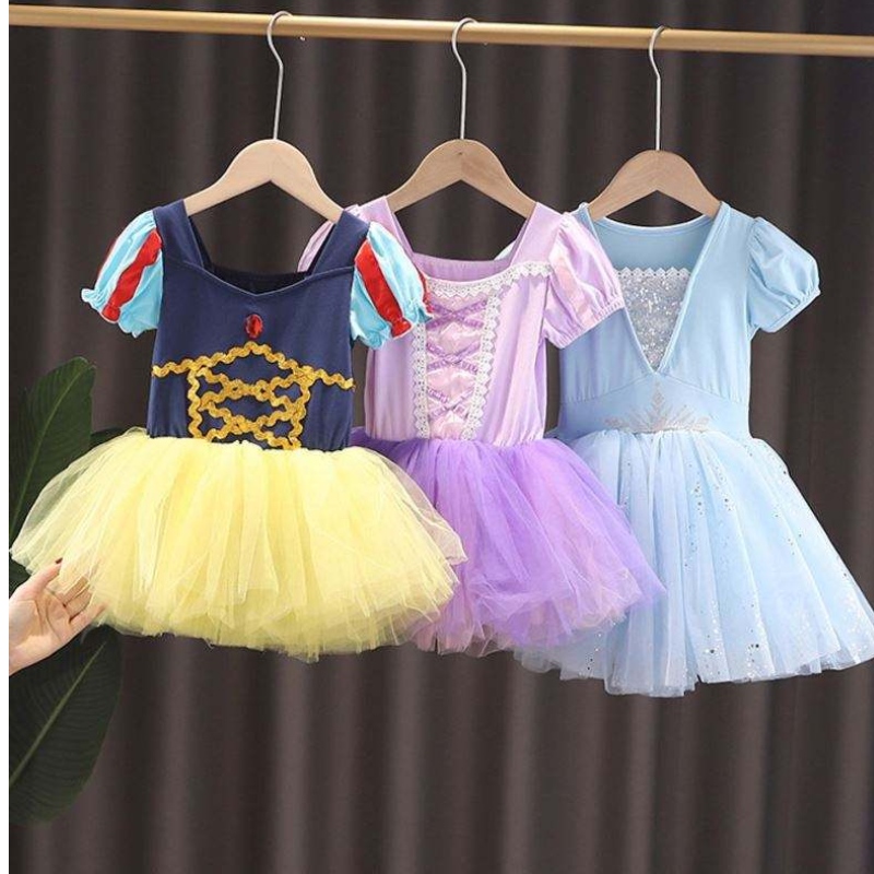 Barn Elsa Anna Rapunzel Snow White Tutu Dress Princess Costume Kids Girl Performance Dance Leotard Ballet Baby Girls Dress