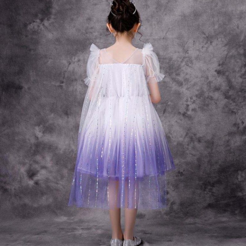 Ny tjej Elsa 2 Aisha White Dress Kids Princess Girls Hallowen Princess Dress Tutu Summer Wedding Birthday Party Dress