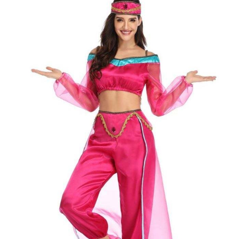 Partihandel sexig kvinnor långärmad arabiska Indien Jasmine Princess Costume Halloween Fairy Greek Goddess Lady Cosplay Costume