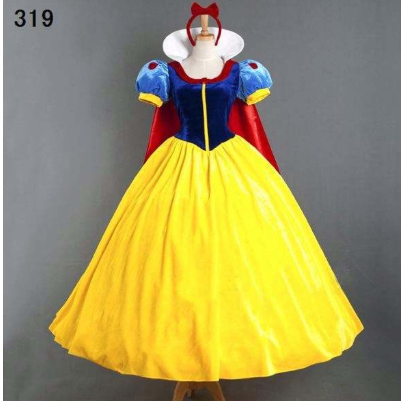Grossistkvinnor vuxen halloween tecknad prinsessan snövit dräkt till salu vit snö prinsessa med liv