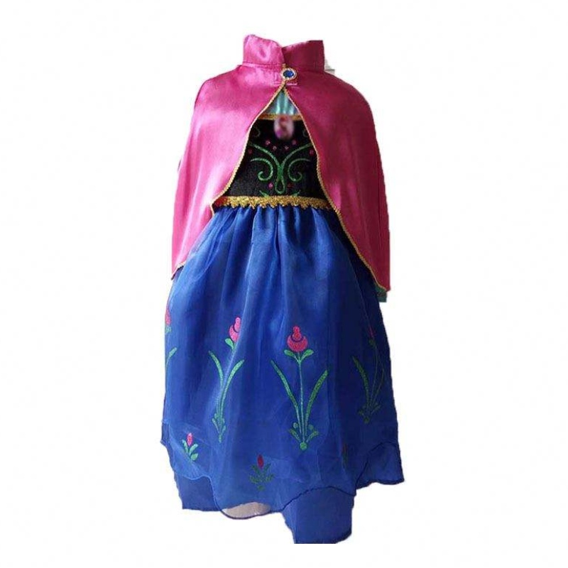 Girls Elsa Anna Dress Cartoon Cosplay Snow Queen Princess Dresses Elsa Småbarn Barn Klänningar för flickor