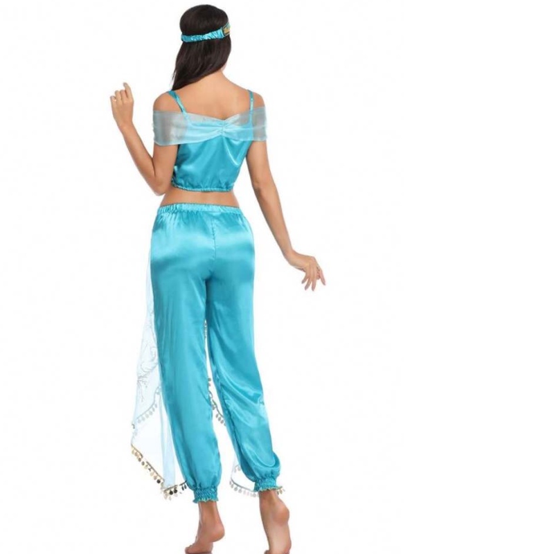 Partihandel Sexig jasmin aladdin byxor kvinnor kostym prinsessa kostym vuxen arabisk magdansare kostym prinsessa jasmin cosplay