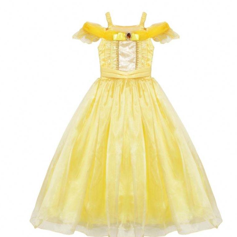 Girls Belle Princess Dress Kids Belle Cosplay Costumes Baby Girl Dress Up frock gul fancy klänning för småbarn Halloween Party