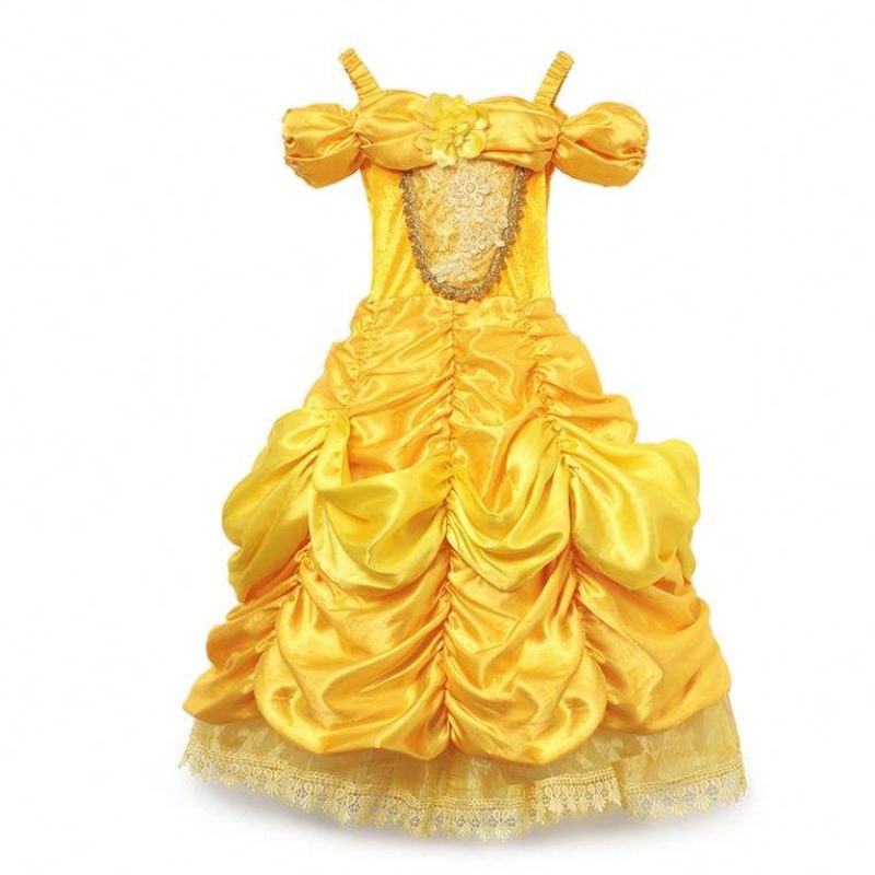 Girls Belle Princess Dress Kids Belle Cosplay Costumes Baby Girl Dress Up frock gul fancy klänning för småbarn Halloween Party