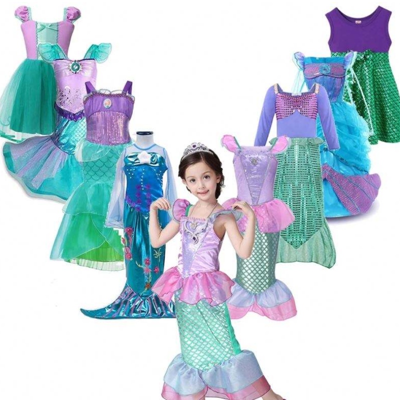 Flickor Little Mermaid Ariel Princess Dress Cosplay Costumes For Kids Baby Girl Mermaid Dress Up Set Children Halloween Clothing