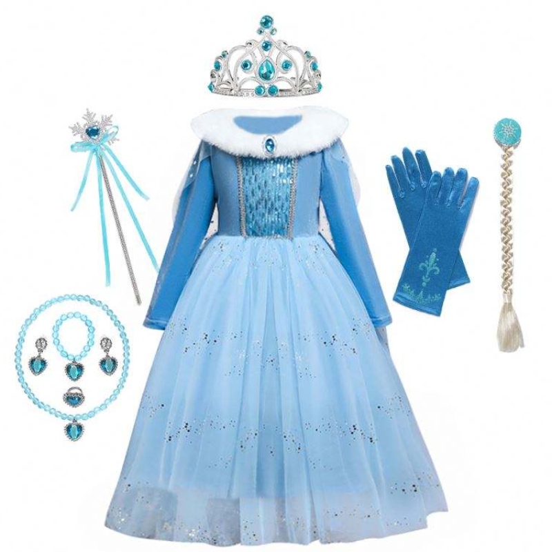 Anna Elsa Princess Costumes For Kids Halloween Christmas Party Cosplay Snow Queen Fancy Dresses Girls Snowflake Prom Clown