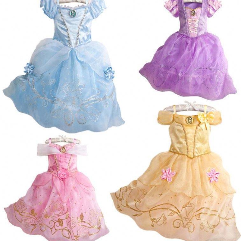 Barn prinsessan klänning flicka sommar fancy party kläder barn rapunzel sovande skönhet jul karneval kostym