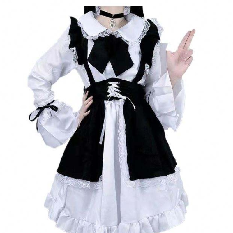 Women Maid outfit anime klänning svart och vit förklädklänning lolita klänningar män café kostym cosplay kostym