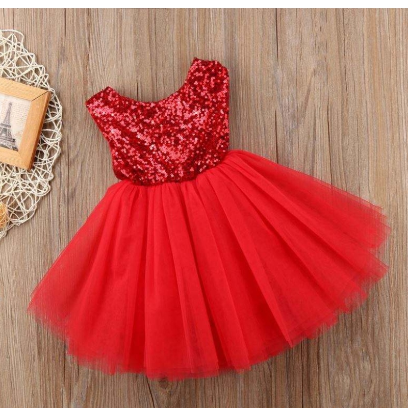 Heta försäljning barn kläder puffy prinsessor kjol paljetter baby blommor flicka rygglös tutu klänning