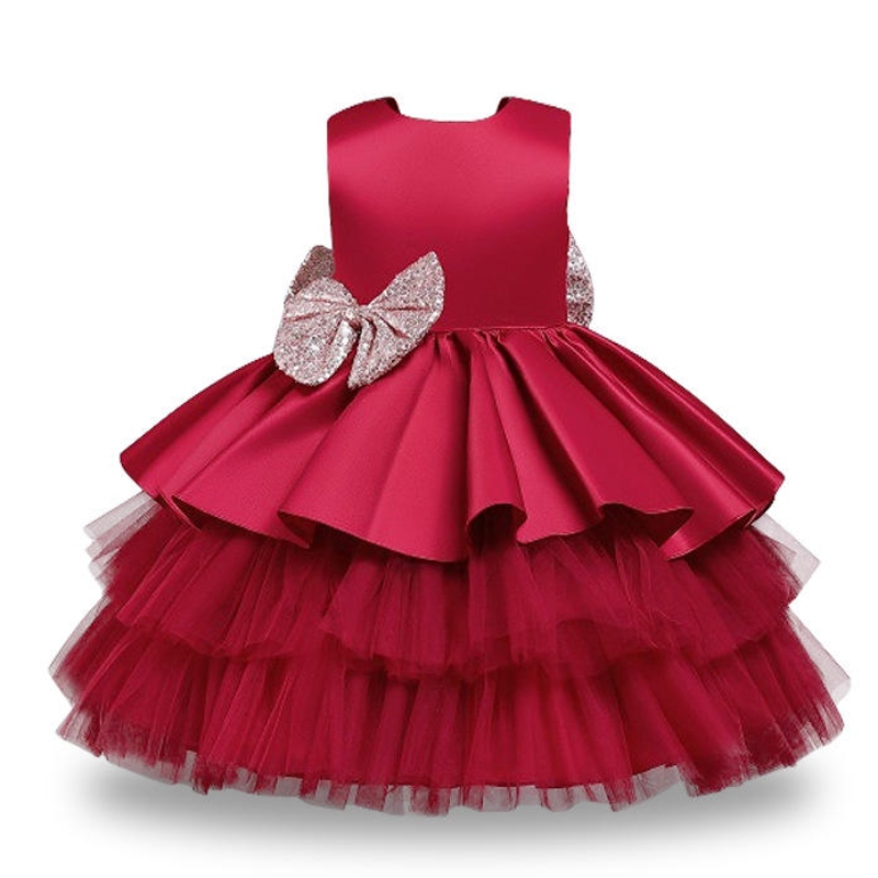 Summer Sequin Big Bow Baby Girl Dress 1st Birthday Party Wedding Dress for Girl Princess Aftonklänningar Kid Cloth