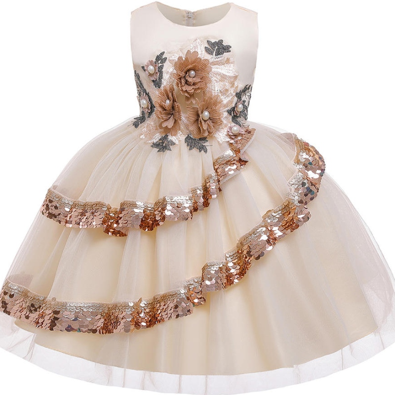 2022 Sommar baby flicka klänning eleganta flickor barn klänningar barn kläder blomma prinsessan bröllop kväll fest klänning