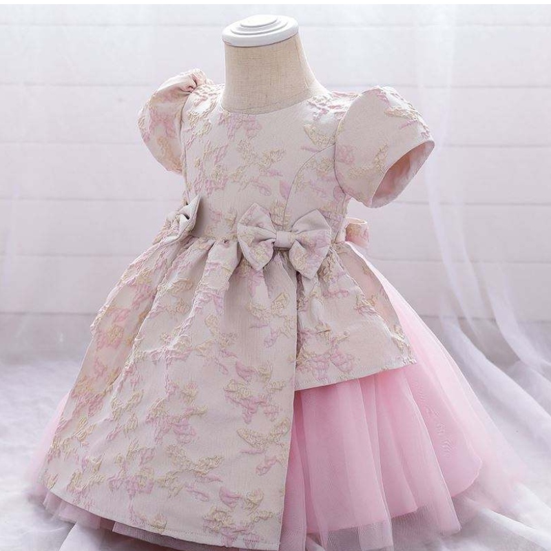 Meiqii 0-6 års satin tyll barn blomma parti bär barnnyfödd mini prinsessan klänning flicka baptsim kläder l1975xz