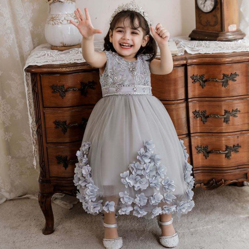 Baige Turkiet Style Kids frock Girl Dress Baige Kids Birthday Party Dress 2 Years N2103