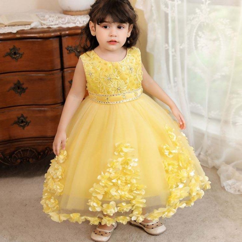 Baige Turkiet Style Kids frock Girl Dress Baige Kids Birthday Party Dress 2 Years N2103