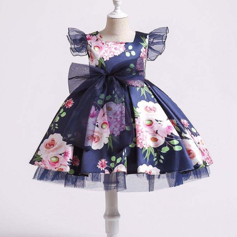Baige barnfest barnklänningar Baby Girl Printing Wedding Frock Hostess Princess Dress XH82028