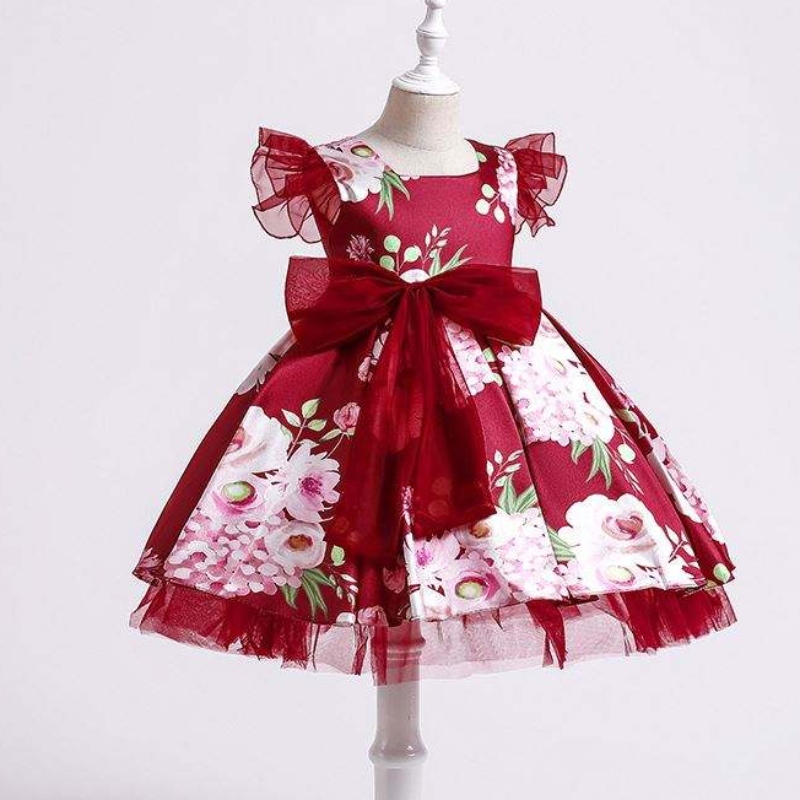 Baige barnfest barnklänningar Baby Girl Printing Wedding Frock Hostess Princess Dress XH82028