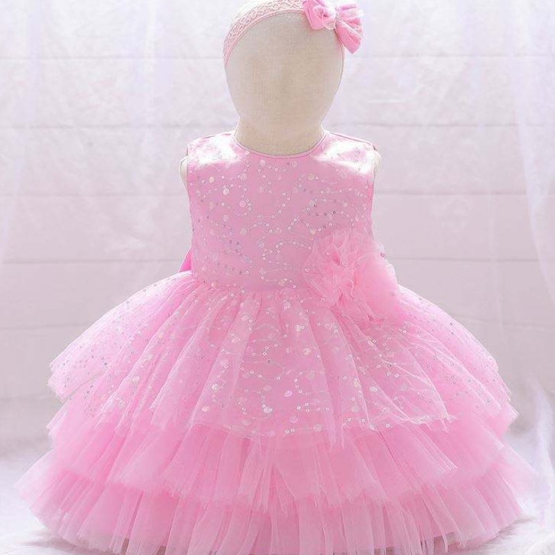 Spädbarn baby tyll ärmlös bollklänning flickor födelsedagsfest frock kväll prinsessa barn tutu skiktad klänning