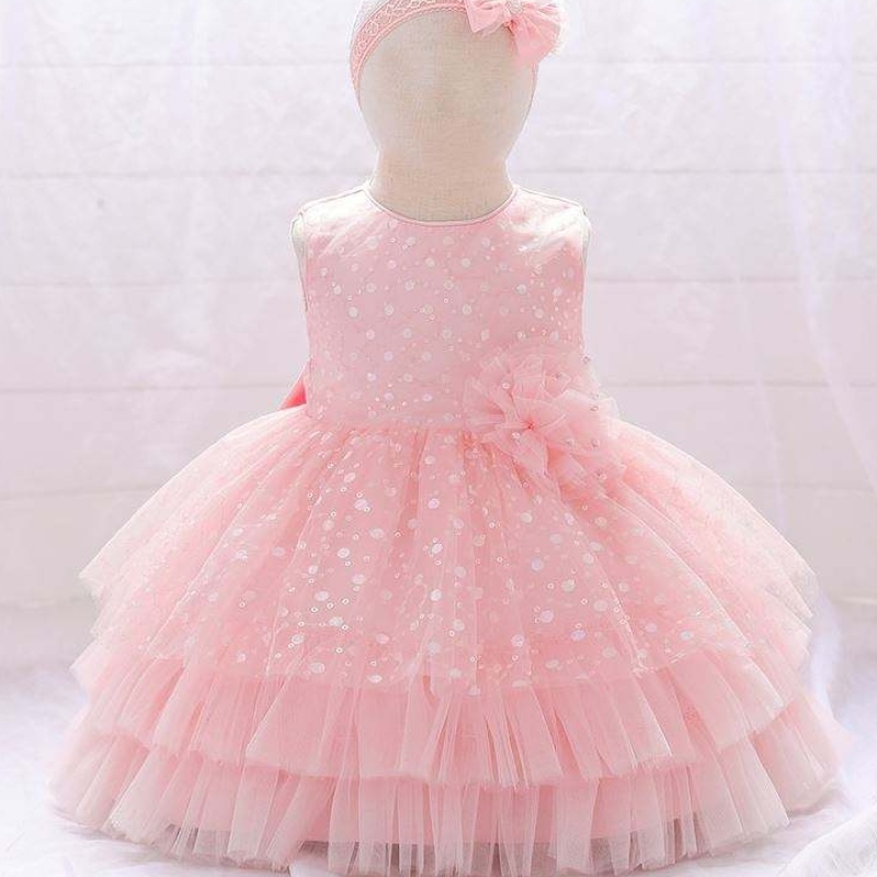 Spädbarn baby tyll ärmlös bollklänning flickor födelsedagsfest frock kväll prinsessa barn tutu skiktad klänning