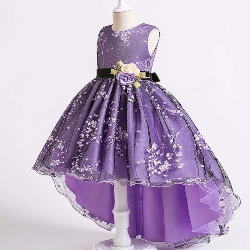 Baige Children Dress Girls Bow Wedding Gown Slå Western Party Wear Formal Princess Girl \\ 's klänning 2153