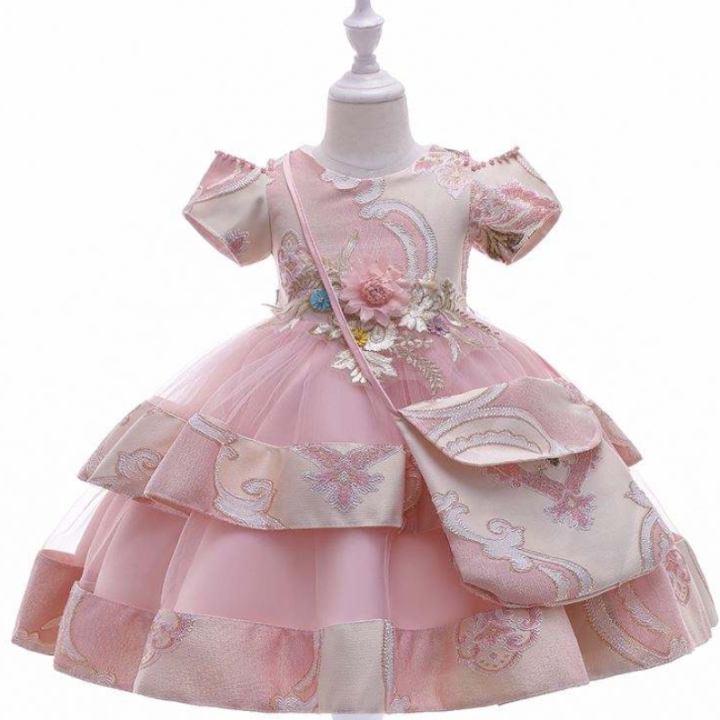 Baige Amazon Hot Sale Nytt bröllopsevenemang frock födelsedagsceremoni flicka festklänning barn 3-8 år gammal tjej fancy klänningar l5212