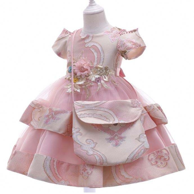 Baige Amazon Hot Sale Nytt bröllopsevenemang frock födelsedagsceremoni flicka festklänning barn 3-8 år gammal tjej fancy klänningar l5212